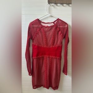 Free People red lace mini dress